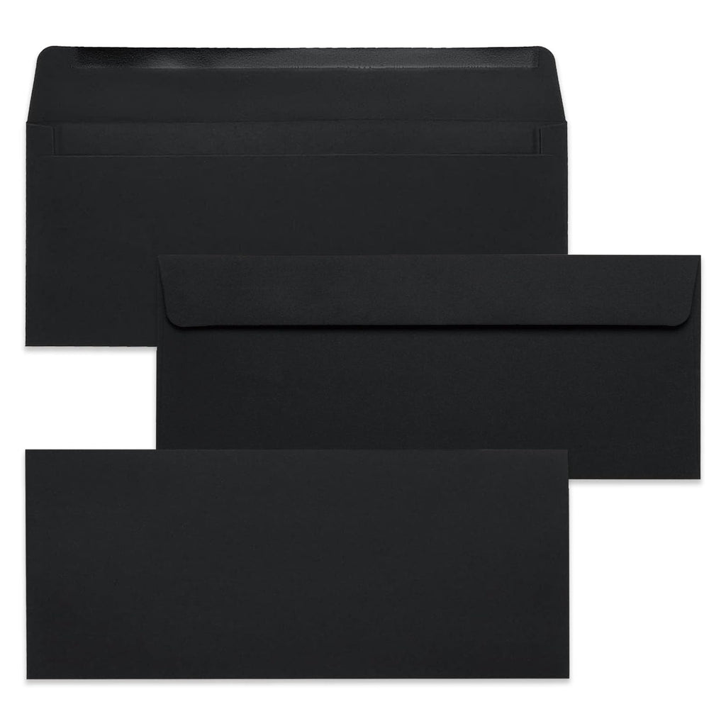 100 Pack Thickened #10 Business Envelopes,4-1/8 x 9-1/2 inches Invitation Envelopes,Perfect for Home Office & Business Mails (Black)