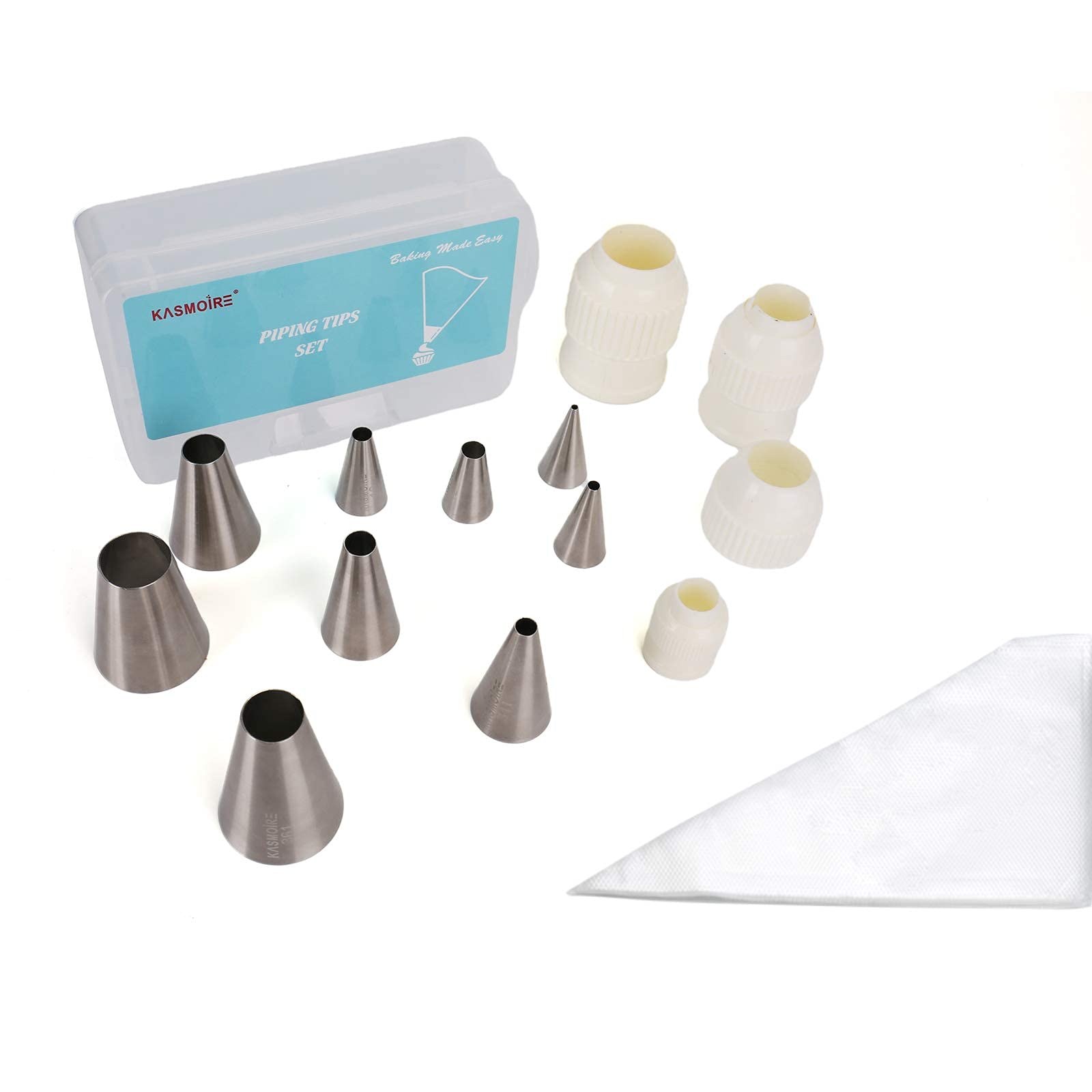 Kasmoire 9 Pcs Round Piping Tip,Macaron Piping Tip,Cake and Cookie Decorating Plain Tube Set
