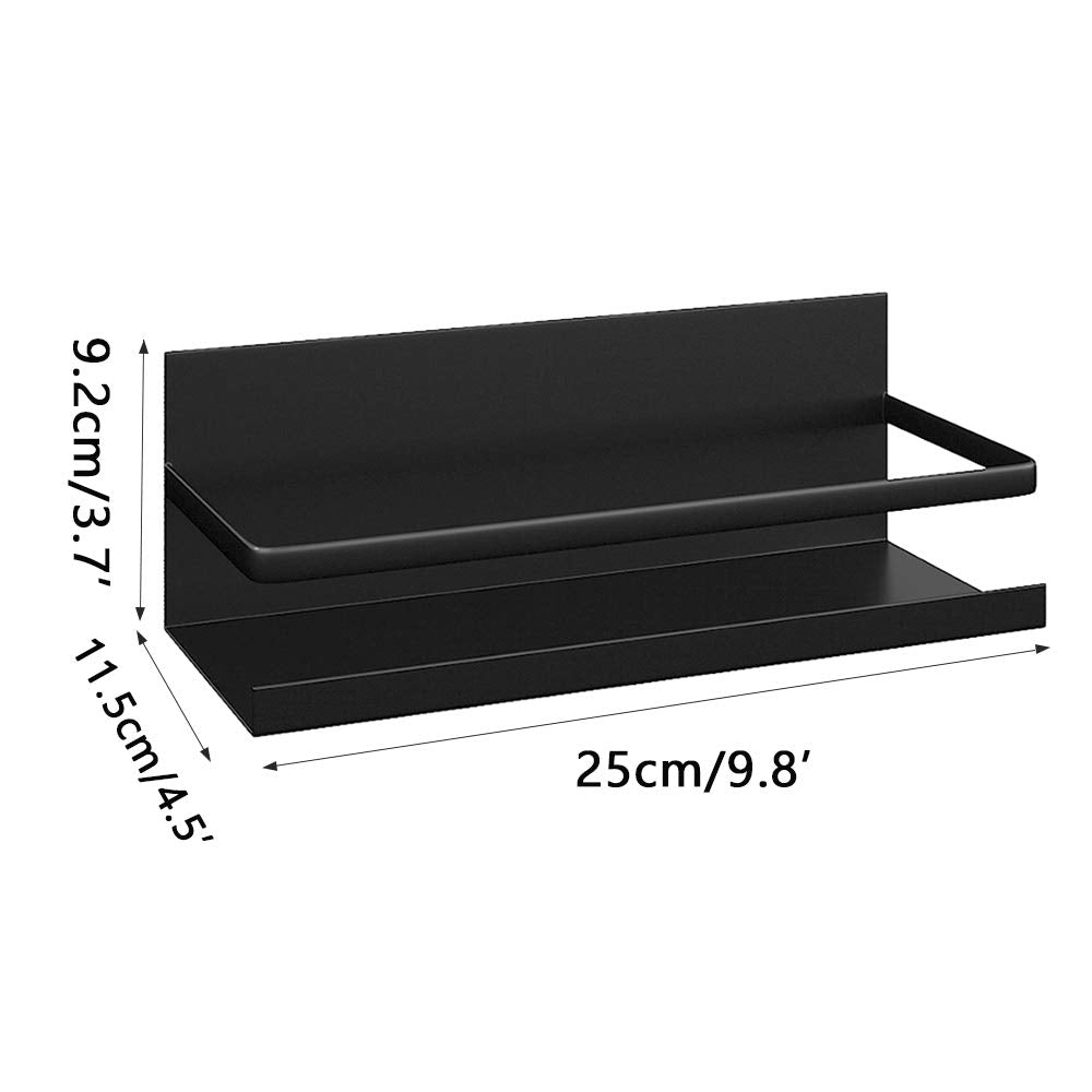 Magnetic Shelf,Magnetic Spice Rack for Refrigerator,Magnetic Stove Shelf Fridge Storage Organizer For Kitchen,Spice Rack for Cabinet,Space Container,Drill free (Black, 2 Pack)