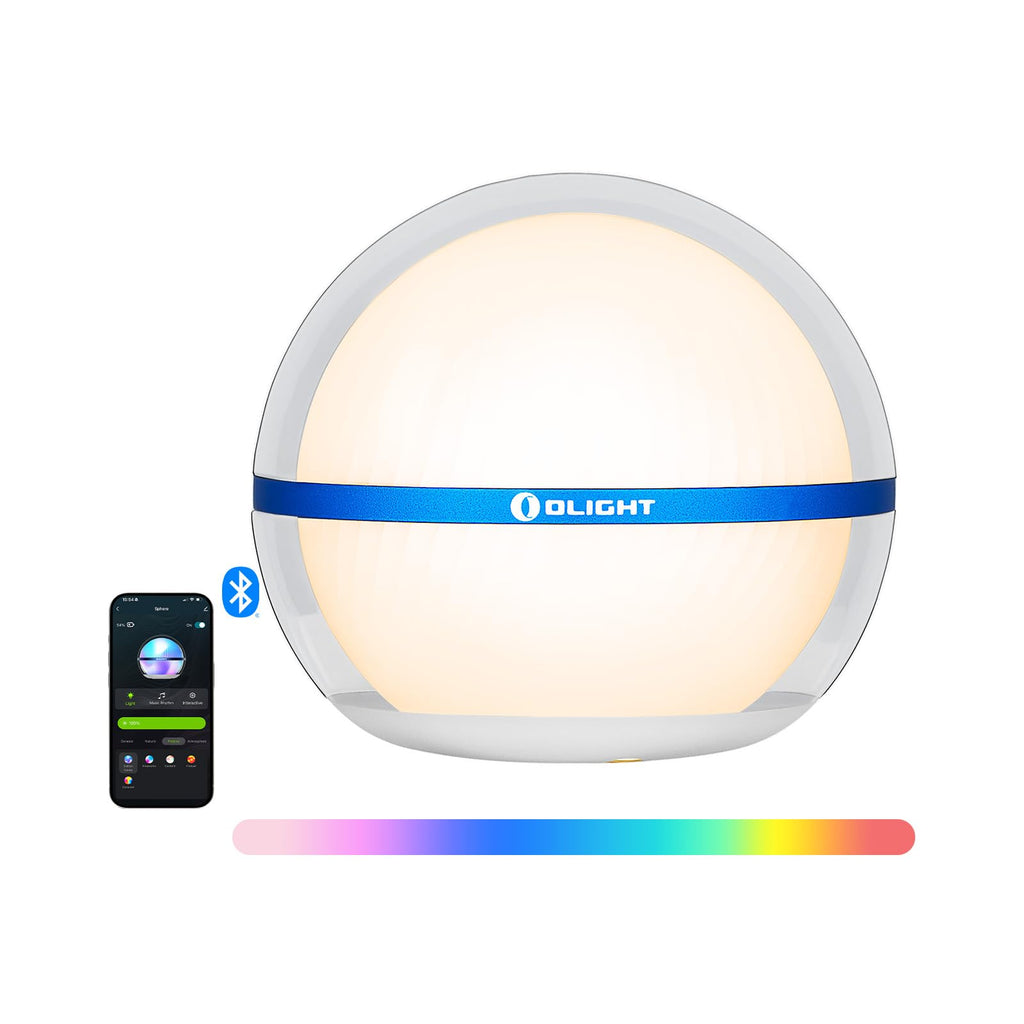 OLIGHT Sphere Portable LED Light, Rechargeable 360-degree Light-Emitting Ambient Lighting with APP Control, 75 Lumens RGB Color Dimmable Camping Light with Magnetic Base for EDC, Outdoor