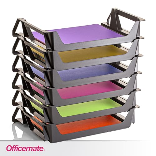 Officemate OIC Achieva Side Load Letter Tray, Recycled, Black, 6 Pack (26212)