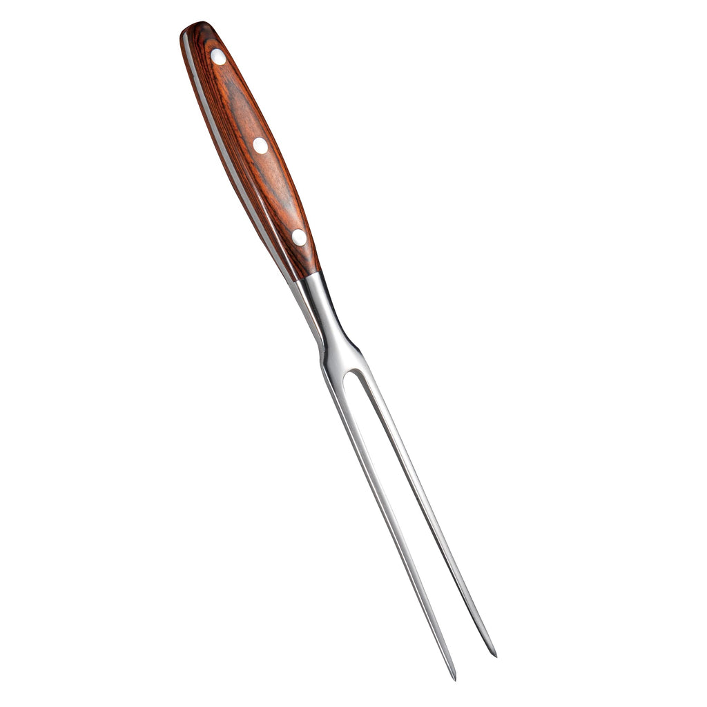 IMEEA 11.5 Inch Meat Fork Stainless Steel Carving Fork with Wooden Handle Two Prong Fork Meat Cooking Fork Barbecue Fork for Chicken Turkey Beef