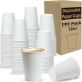 PANSUN Selected [192 Count] Coffee Cups, 12 oz Disposable Coffee Cups, Hot/Cold Beverage Drinking Cup for Party, Picnic, Travel, and Events -Thickened Paper Cups Leakage Prevention, White