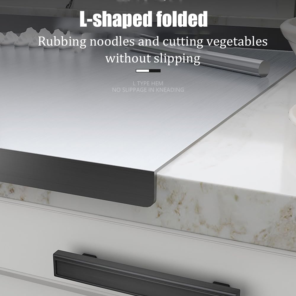 Stainless Steel Cutting Board for Kitchen Counter 304 Stainless Steel Cutting Plate 15.8 X 13.8 Inch Lipped Stainless Steel Cutting Board for Cutting Vegetables, Fruits, Meat,Bread