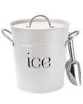 3Qt White Galvanized Ice Bucket with Lid, Scoop & Handles - Ideal for Cocktails, Parties, BBQs, Wine & Champagne. Double-Layer Insulated Outer & Galvanized Inner Layer, Perfect for Home & Outdoor Use