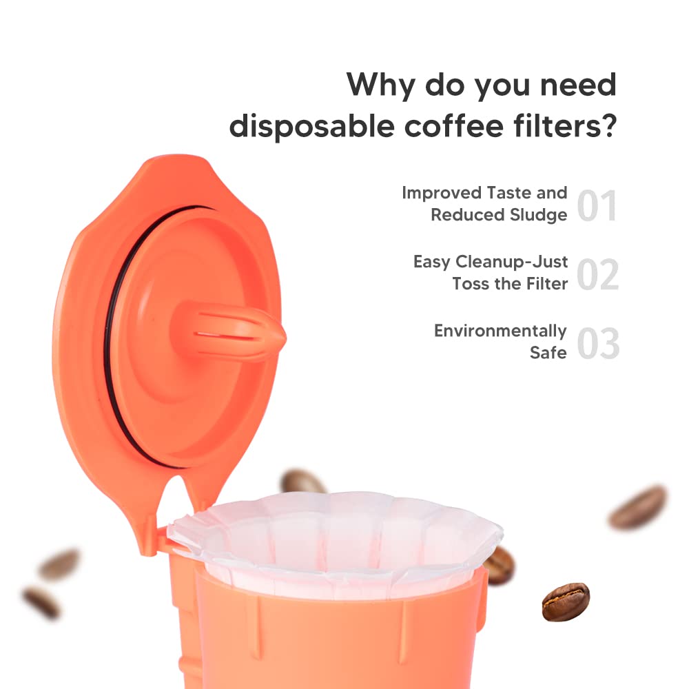 Disposable Coffee Paper Filters, K/Cup Paper Filters for Keuri, Compatible with 2.0 Keuri Single Serve Brewer Reusable K/Cup Filter, 300 PCS