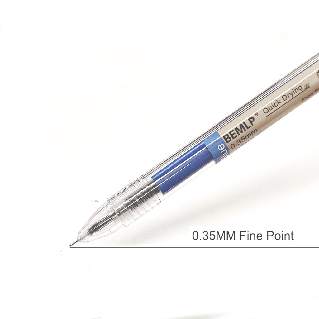 BEMLP Gel Ink Pen Extra fine point 0.35mm Blue Liquid Rollerball Pens Quick Drying Gel Pens School Office student Exam Writing Stationery Supply 12 Pcs/Set (Blue)