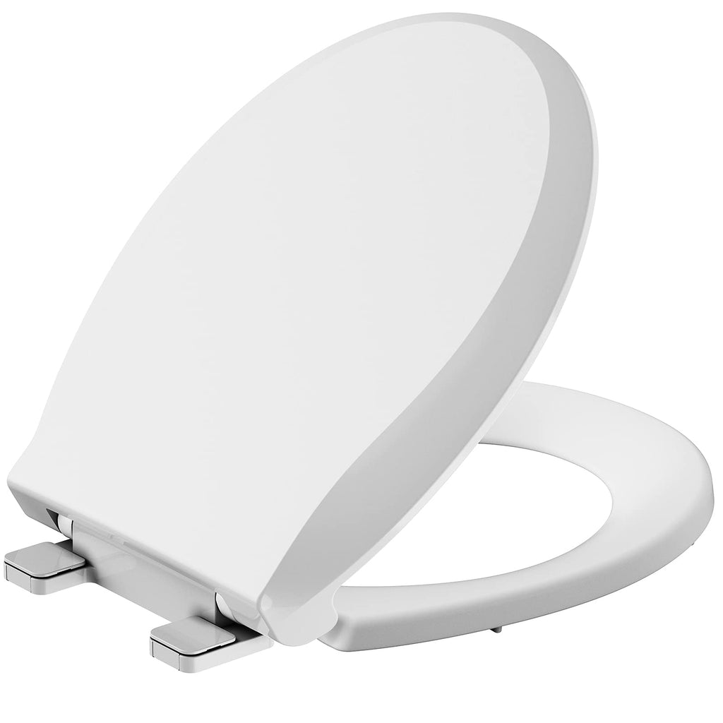 Homfan Durable Round Toilet Seat with Slow Soft Close - Easy to Install and Clean, Never Loosens - White, Fits Most Round Toilets