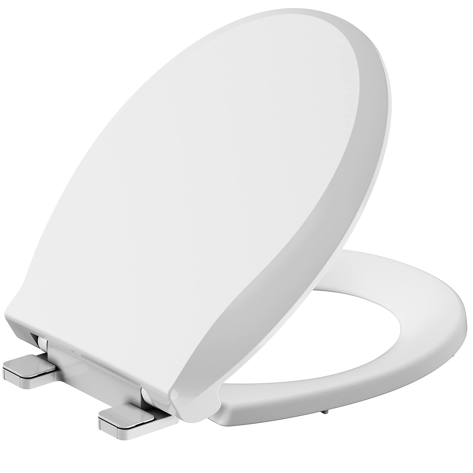 Homfan Durable Round Toilet Seat with Slow Soft Close - Easy to Install and Clean, Never Loosens - White, Fits Most Round Toilets