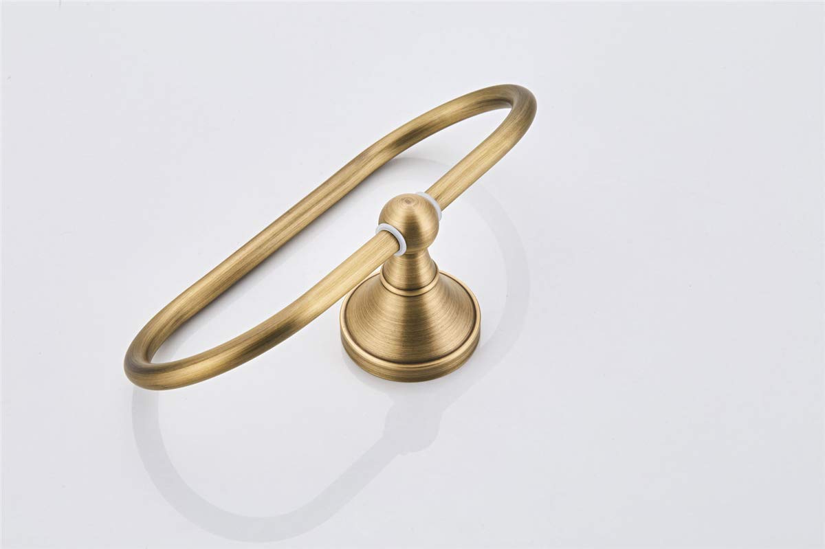 Flybath Oval Towel Ring Antique Brass Hanger Hand Towel Holder for Bathroom Kitchen Accessories Wall Mounted, Brushed Bronze