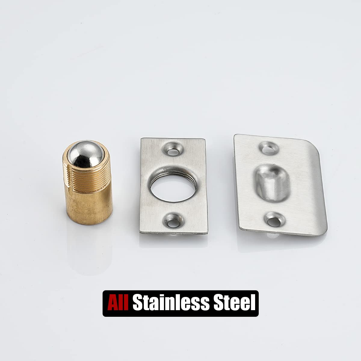 JQK Closet Door Ball Catch Hardware, Stainless Steel Catch Adjustable with Strike Plate, Brushed Satin Finish 4 Pack, HBC100-P4