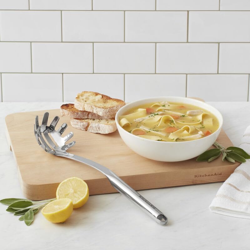 KitchenAid - Premium Pasta Server, Heat Resistant Stainless Steel Slotted Pasta Serving Spoon