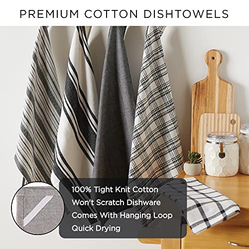 DII 100% Cotton, Machine Washable, Ultra Absorbent, Everyday Kitchen Basic, Utility, Bar Mop Dishtowel 16 x 19 Set of 4- Brights