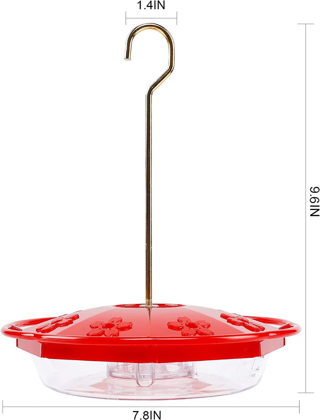 Hummingbird Feeder for Outdoors Hanging, 2 Pack, Leak-Proof, Easy to Clean and Refill, Saucer Humming Feeder for Hummer Birds, Including Hanging Hook, with 5 Feeding Ports