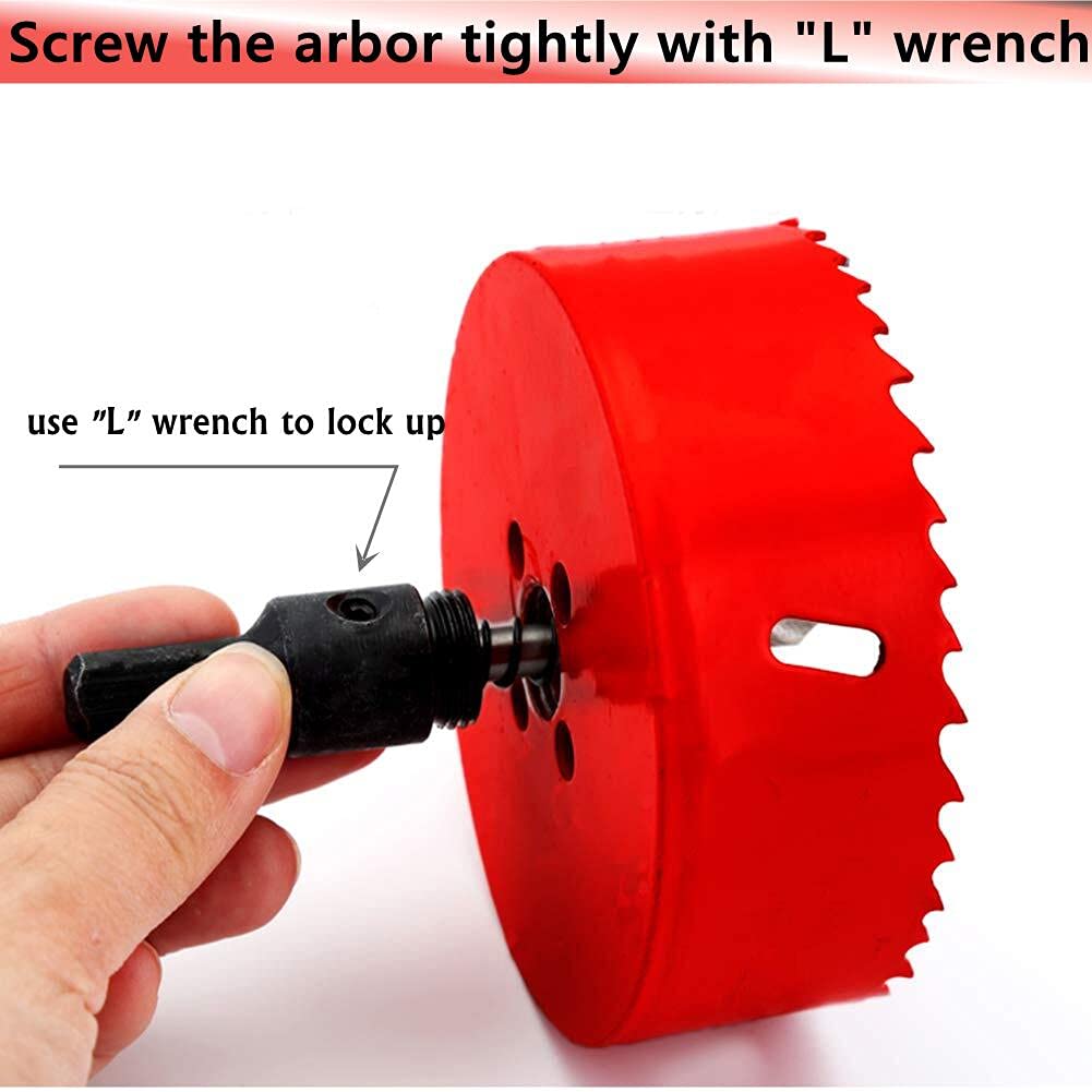 Hole Saw 6-1/8 inch in Diameter, 155mm HSS Bi-Metal Hole Cutter with Center Bit for Cutting Wood, Plastic, Plasterboard and Soft Metal Sheet