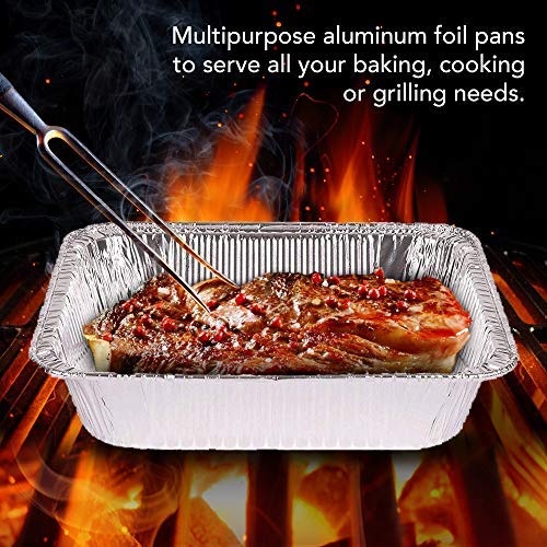 Stock Your Home Half Size Foil Pans 30 Pack - Tin Foil Pans Great for Cooking, Heating, Storing, Prepping Food