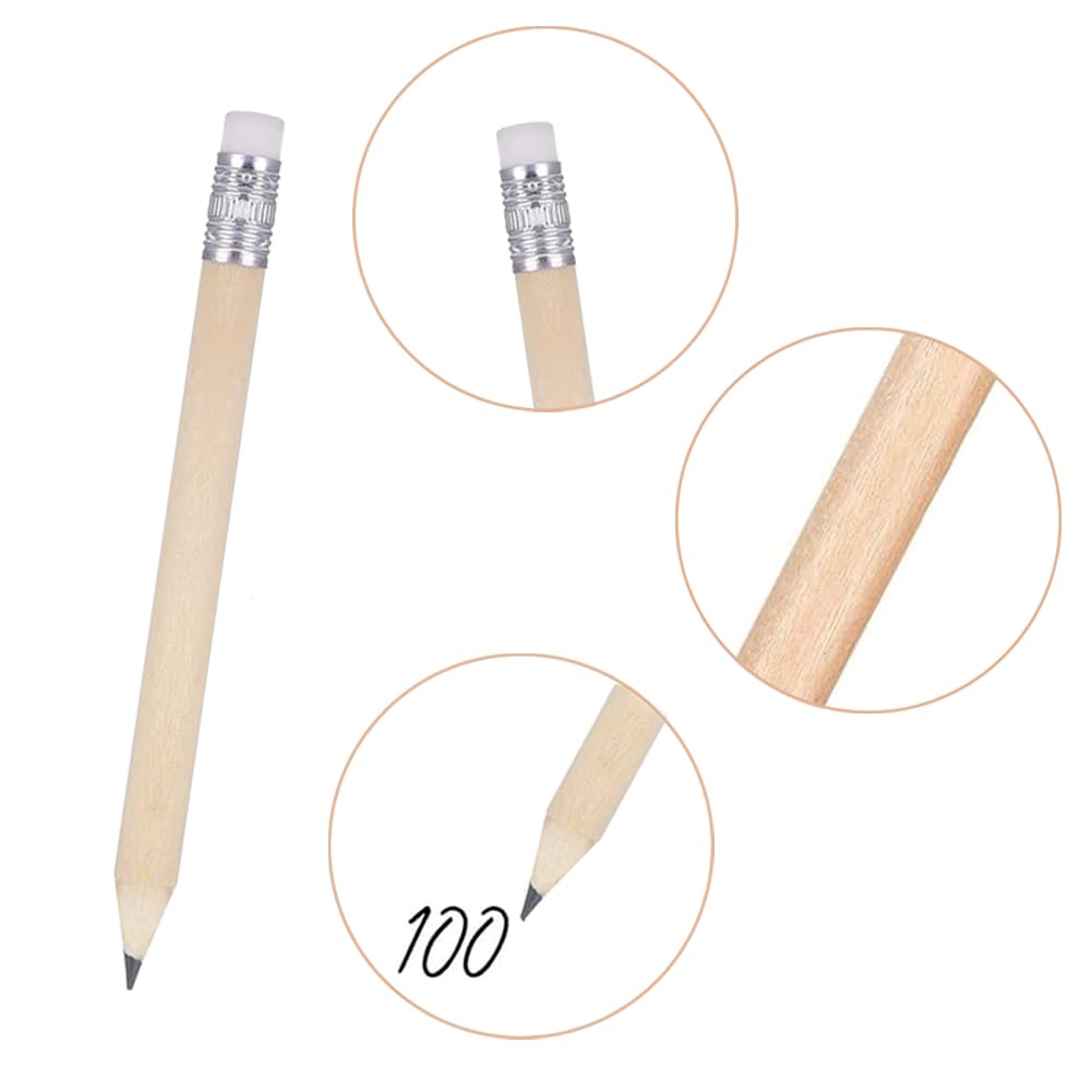 150Pcs Golf Pencils with Eraser 4 Inch 10 Cm Mini Sharpened Wood Pencil Small Bulk Short Round Pencils for School Home (150)