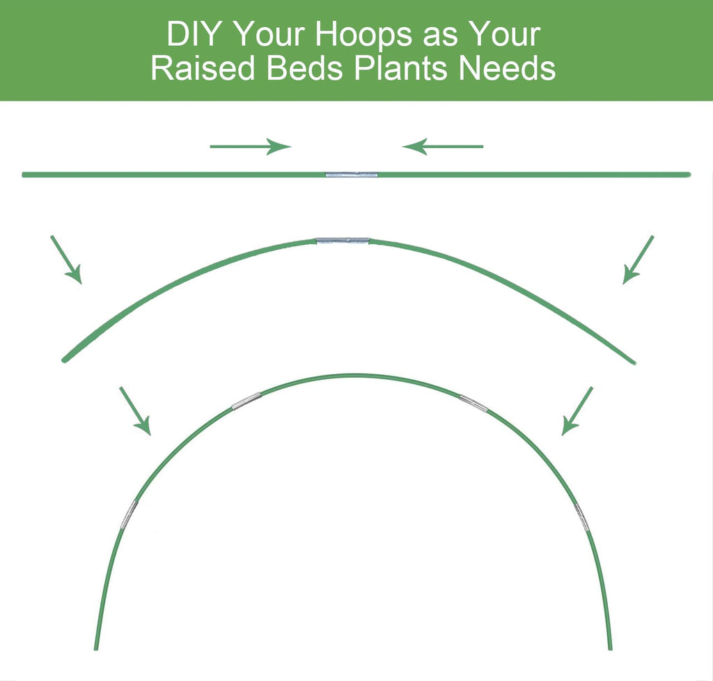 Greenhouse Hoops for Raised Beds, Detachable Support Hoops Frame for Garden Netting and Plant Blanket Cover, Rust-Free Fiberglass DIY Plant Support Garden Stakes for Row Cover