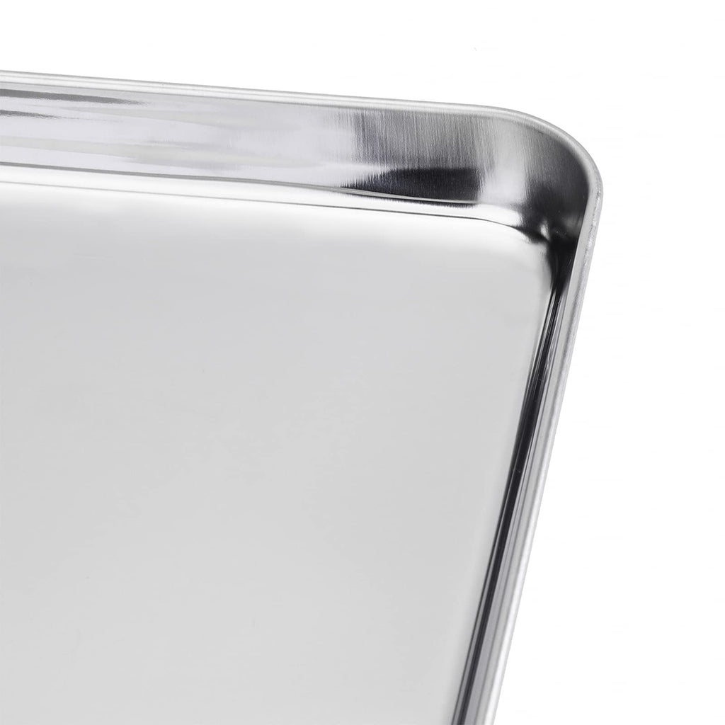 Suwimut Baking Sheet Set of 4, Heavy Duty Stainless Steel Baking Pans Tray Cookie Sheet, Toaster Oven Tray Pans Half Sheet Pan for Baking, Non Toxic, Easy Clean and Dishwasher Safe