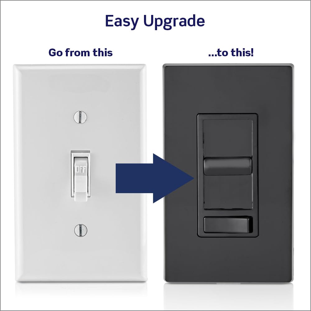 Leviton SureSlide Dimmer Switch for Dimmable LED, Halogen and Incandescent Bulbs, 6674-P0E, Black