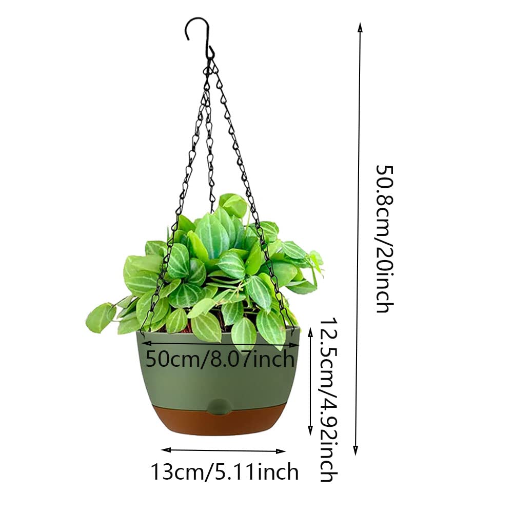 3 Pack 8 Inch Hanging Planter Planters for Indoor Plants Plant Hanger Wall and Outdoor Flower Pot with Visible Self-Watering Holder Pot Drainage Holes Removable Saucer Garden Home