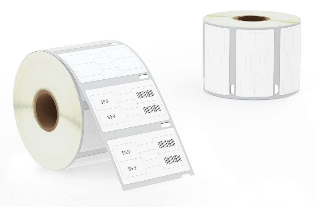 BETCKEY - Barbell Style Jewelry/Price Tag Labels Replace for DYMO 30299 (3/8" x 3/4") - Compatible with DYMO Labelwriter 450, 4XL & Zebra Desktop Printers [2 Rolls/3000 Labels]