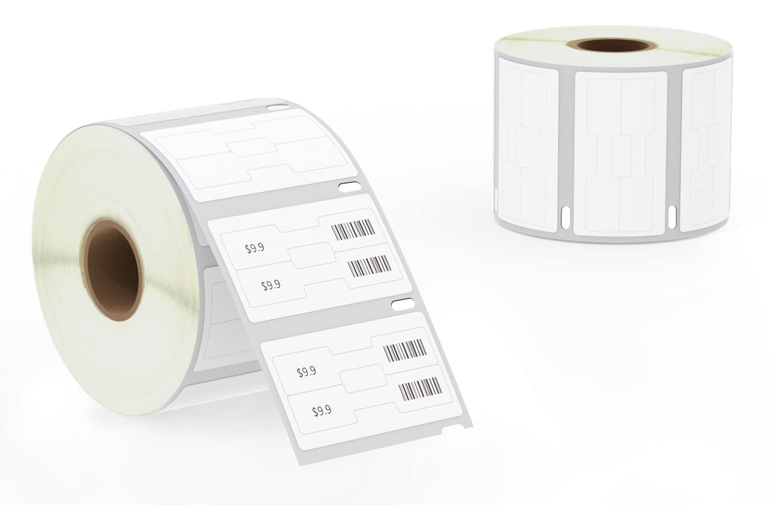 BETCKEY - Barbell Style Jewelry/Price Tag Labels Replace for DYMO 30299 (3/8" x 3/4") - Compatible with DYMO Labelwriter 450, 4XL & Zebra Desktop Printers [2 Rolls/3000 Labels]