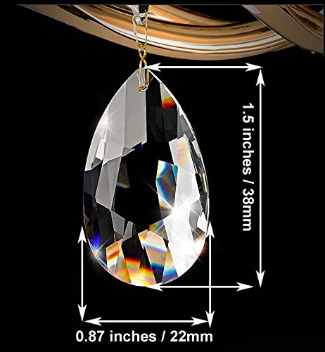 Fushing 20Pcs Hanging Crystals for Chandeliers, Crystal Chandelier Crystals Prisms Glass Teardrop Beads (38mm, Clear)