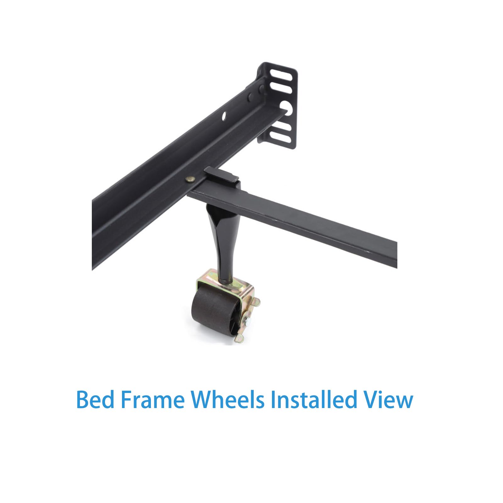 Metal Stem Heavy Duty Rollers Casters Wheels for Bed Frame, Set of 4 (2 Locking, 2 Non Locking)