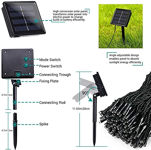 Solar String Lights Outdoor, 98.4ft 300 LED Solar Fairy Lights 8 Modes Waterproof Solar Powered Lights for Garden, Patio, Home, Party, Wedding, Holiday, Tree, Outdoor Decor (Warm White)