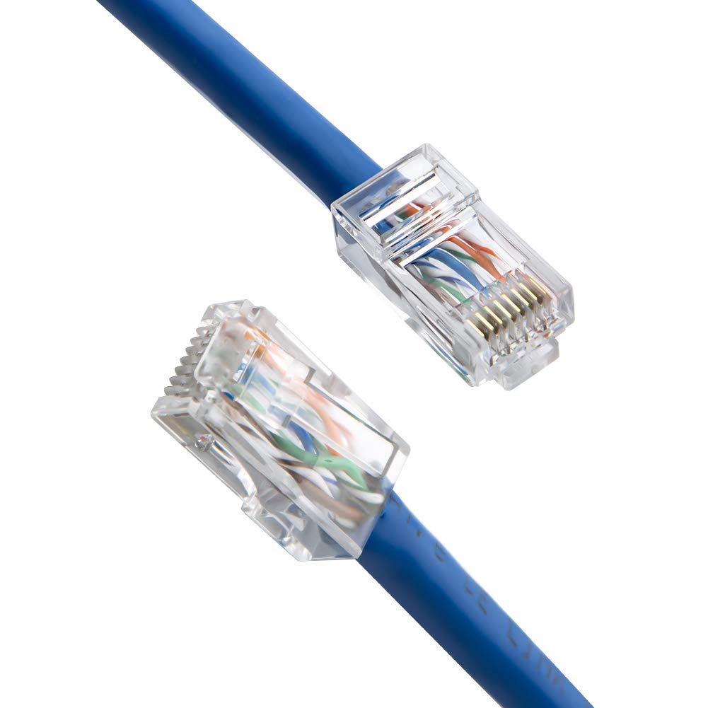 Cat6 RJ45 Ends, CableCreation 100-Pack Cat 6 Connector, CAT6 / CAT5e RJ45 Connector, Ethernet Cable Crimp Connectors UTP Network Plug for Solid Wire and Standard Cable, Transparent