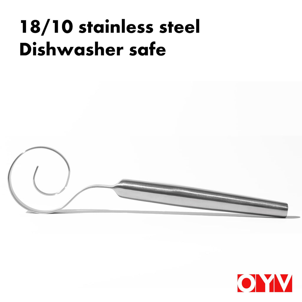 OYV 12-Inch Seamless Dough Whisk, 18/10 Stainless Steel Bread Whisk, Danish Wisk for Sourdough, Pizza, Cookies, Pancake & Waffle, Easy to Clean Sour Dough Tools