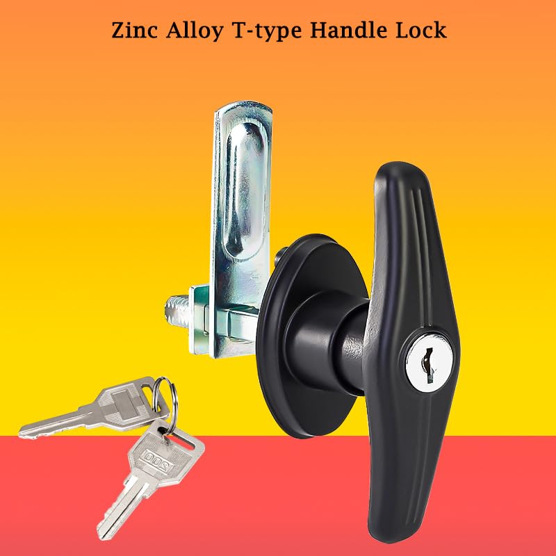 MOYIC 1 Pair Heavy Duty RV T-Handle Locks with Keys, Metal Truck Cap Locks, Universal Replacement T-Handle Locks for RV, Truck, Camper, Trailer (Left & Right)