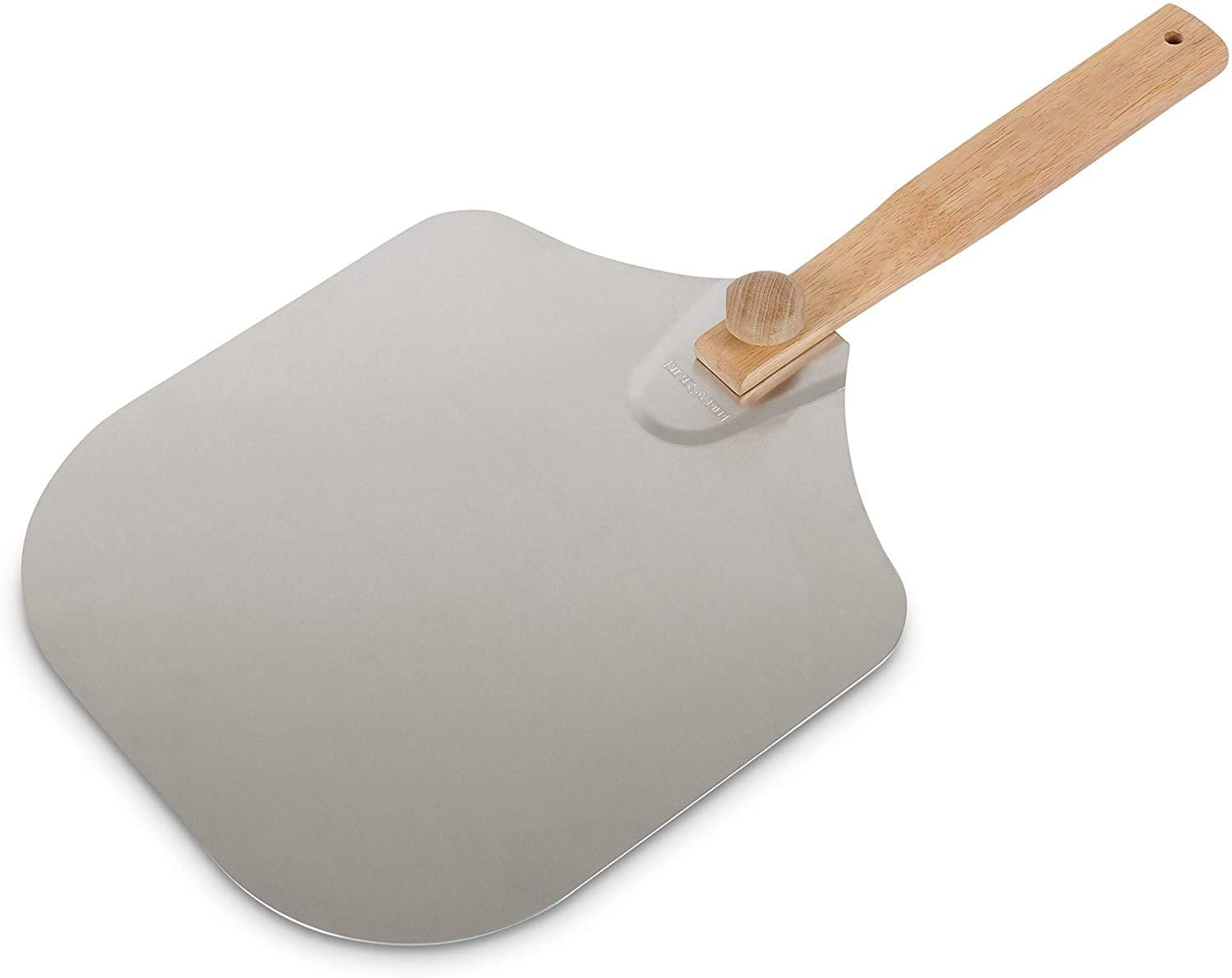 12 Inch x 14 Inch Aluminum Metal Pizza Peel, Pizza Paddle for Baking Homemade Pizza and Bread with Foldable Wood Handle for Easy Storage, for Any Outdoor Or Indoor, Oven or Grill Use (Wood)