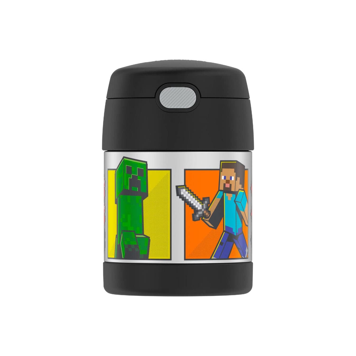 THERMOS FUNTAINER 10 Ounce Stainless Steel Vacuum Insulated Kids Food Jar with Spoon, Minecraft