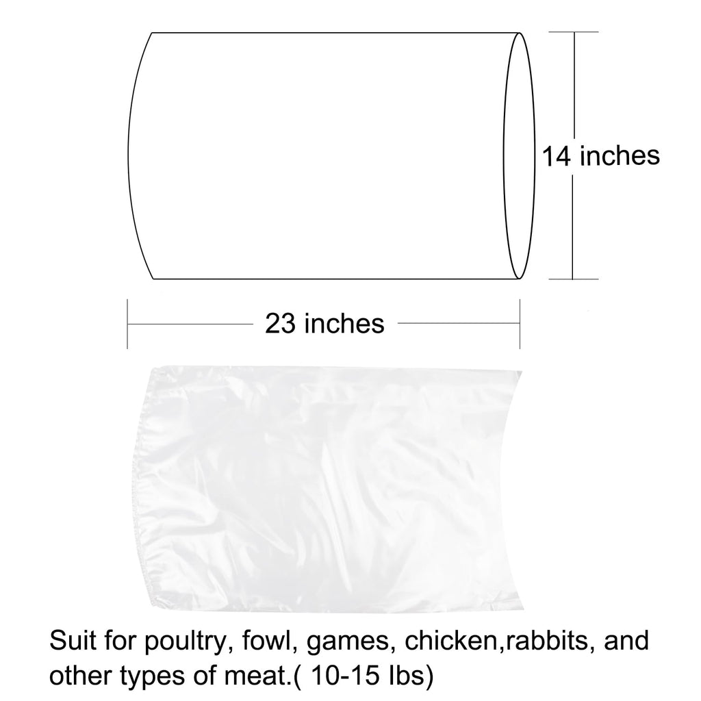 Turkey Shrink Bags,50 Pcs 14x23 Inches Clear Poultry Shrink Bags Freezer with 50 Zip Ties and a Silicone Straw for Chickens,Turkey,Rabbits