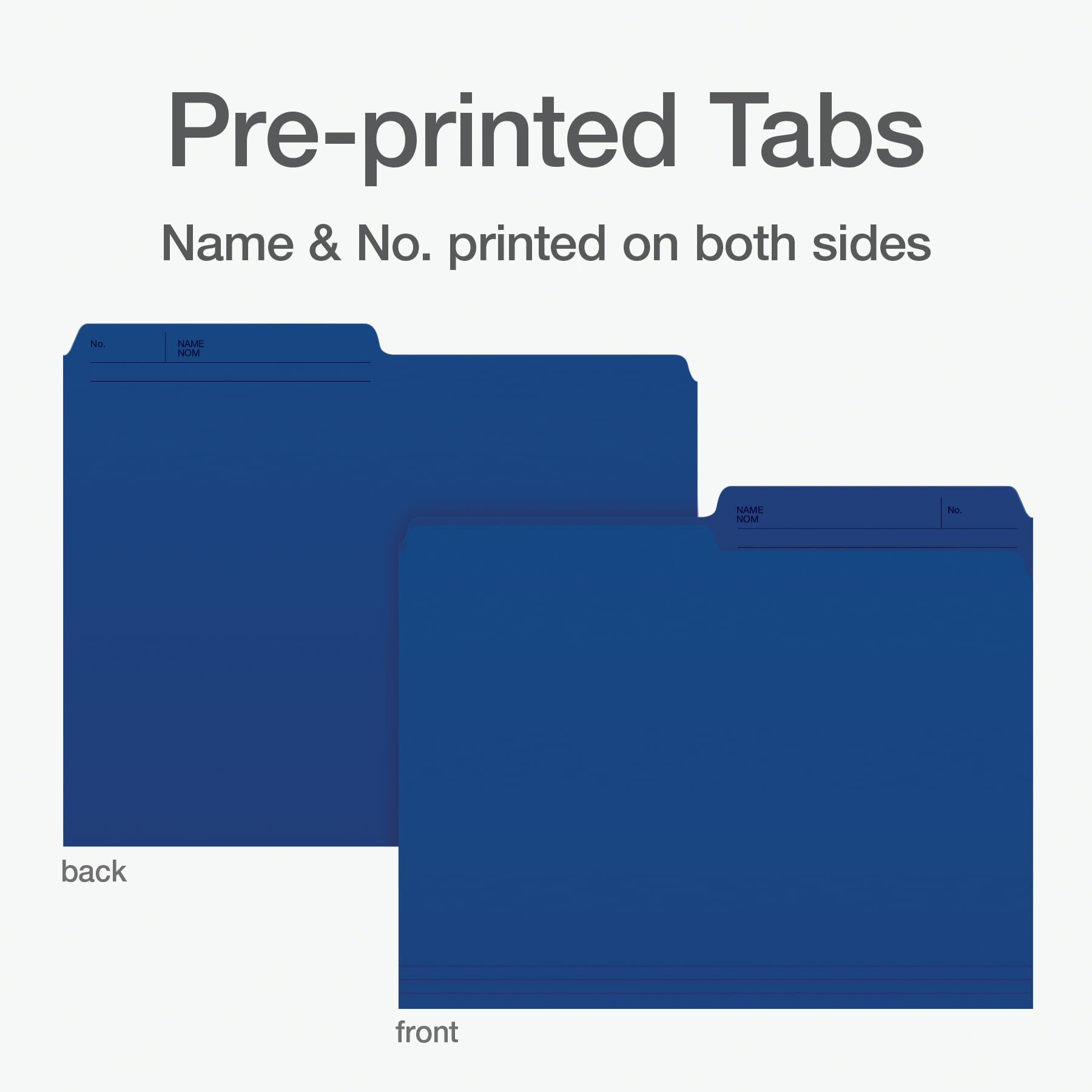 Pendaflex Color-Coded File Folders, 1/2 Cut Tab, Letter Size, Navy Blue, Box of 100