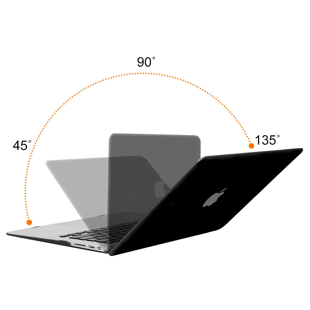 MOSISO Compatible with MacBook Air 13 inch Case (Models: A1369 & A1466, Older Version 2010-2017 Release), Protective Plastic Hard Shell Case & Keyboard Cover & Screen Protector, Black