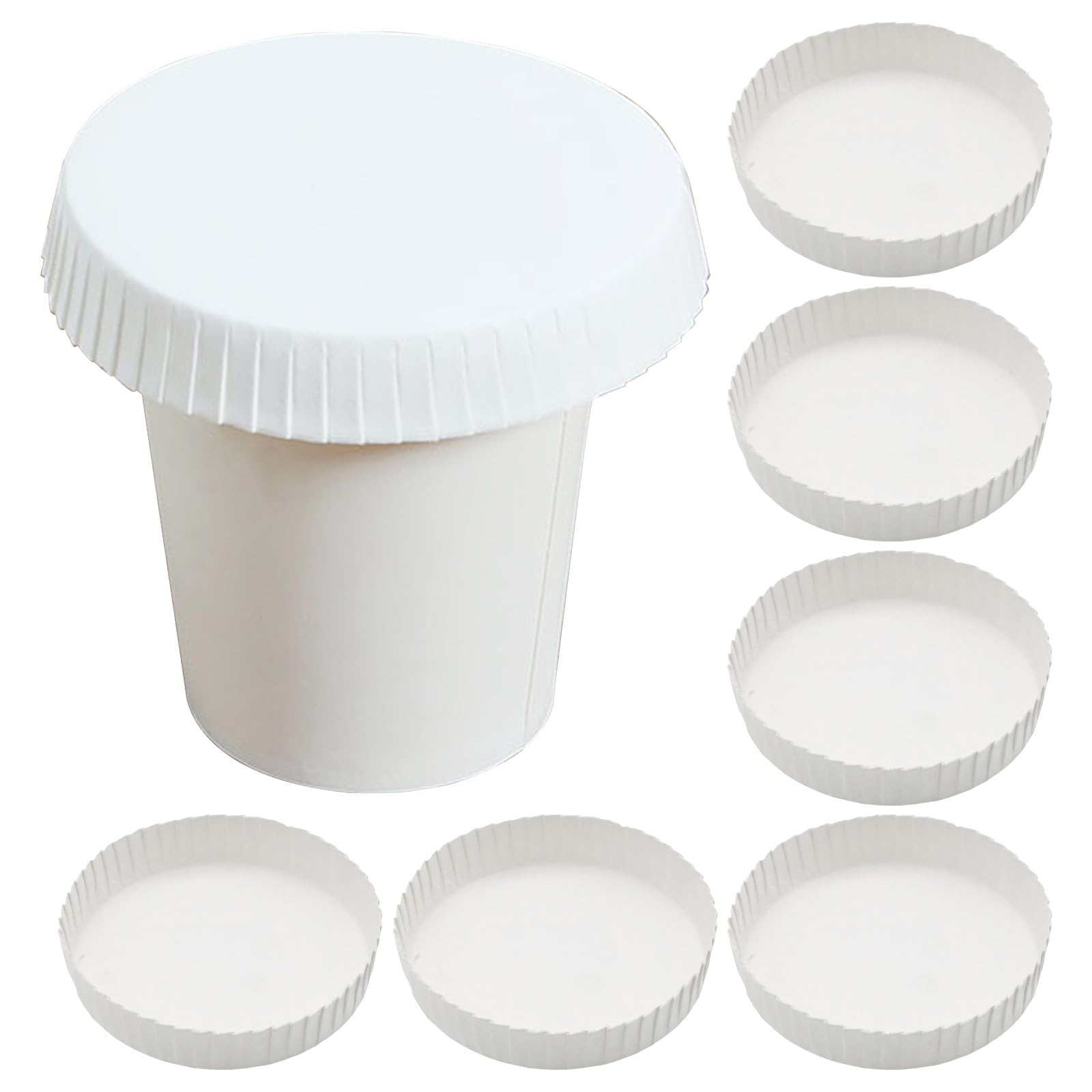 VIKKSAER 150Pcs Disposable Paper Cup Cover, White Coffee Cup Lids, 7.5 x 7.5 x 1.5cm, Suitable for Home, Parties, Offices, Cafes