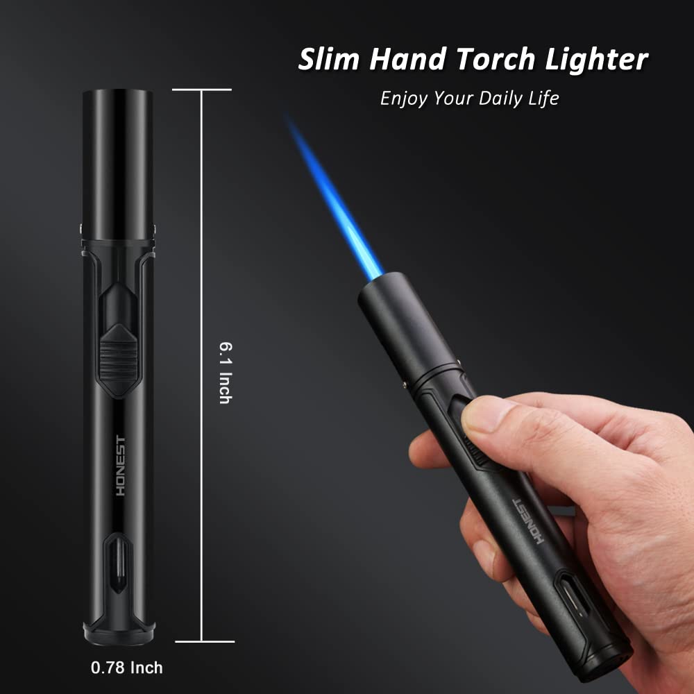 PROMISE Jet Torch Lighter, Power Flame Adjustable Butane Refillable Lighter Candle Lighter Outerdoor (Blue+Red)