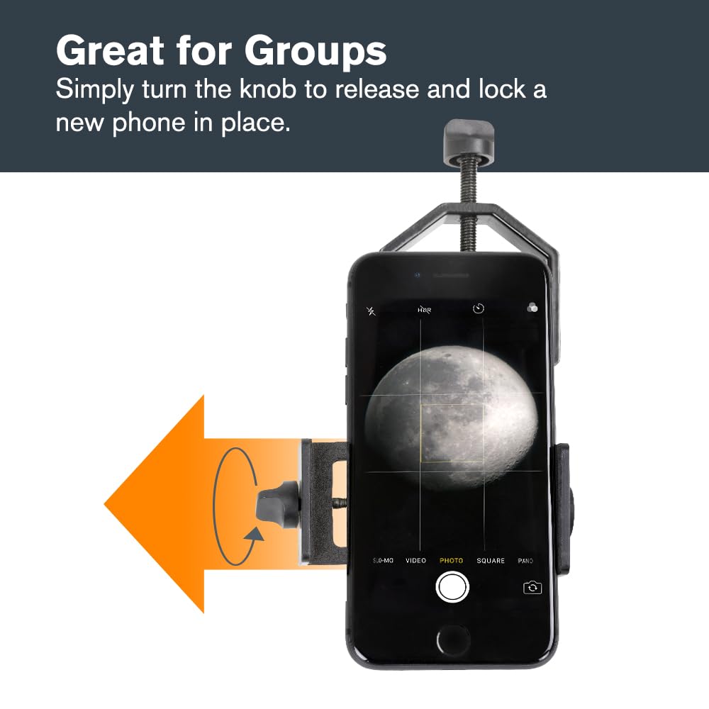 Celestron 81035 Basic Smartphone Adapter 1.25" Capture Your Discoveries, Black
