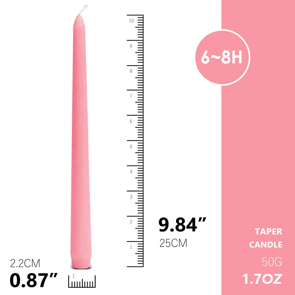 Topsics 12 Pack Taper Candles, 10 Inch Unscented Long Candles, Christmas Taper Candles Red, Perfect for Dinner, Party, Christmas Décor (Light Pink)