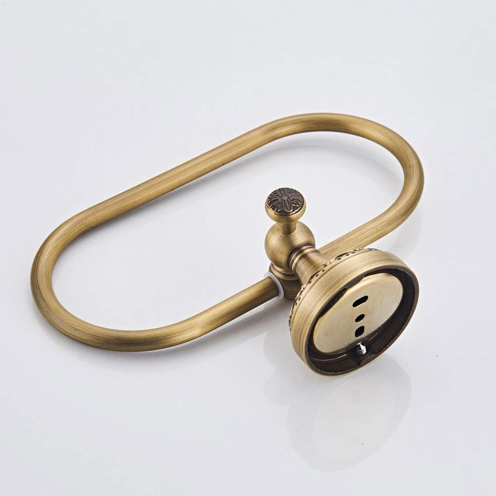 Aothpher Brass Towel Ring Oval Contemporary Bathroom Hand Towel Holder Wall Mounted,Antique Brass Finish