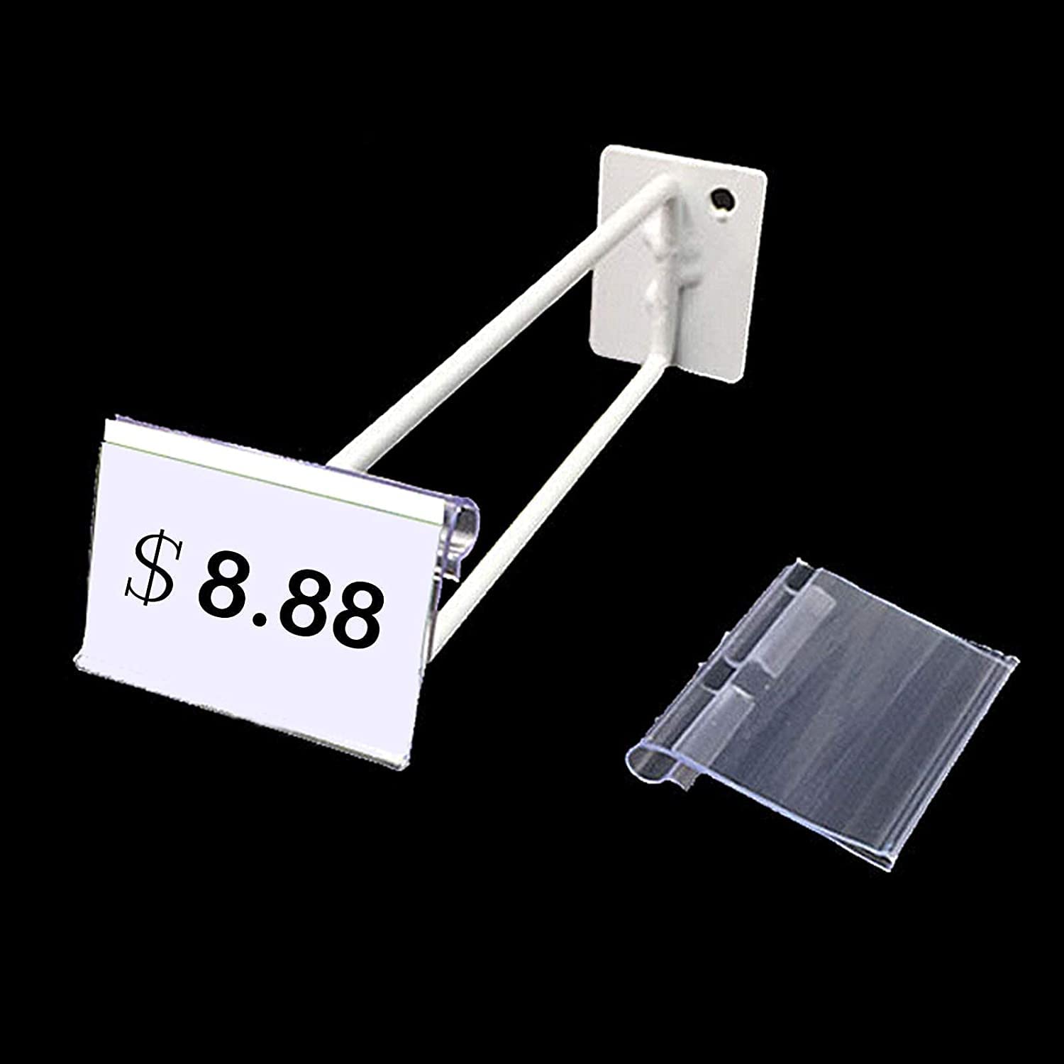 Baoswi Basket Labels Clip On,50PCS Clear Plastic Bin Clip Labels for Baskets,Wire Shelf Price Labels,Labels for Storage Bins,Merchandise Sign Display Holder,50PCS 6X4CM Label Inserts Included