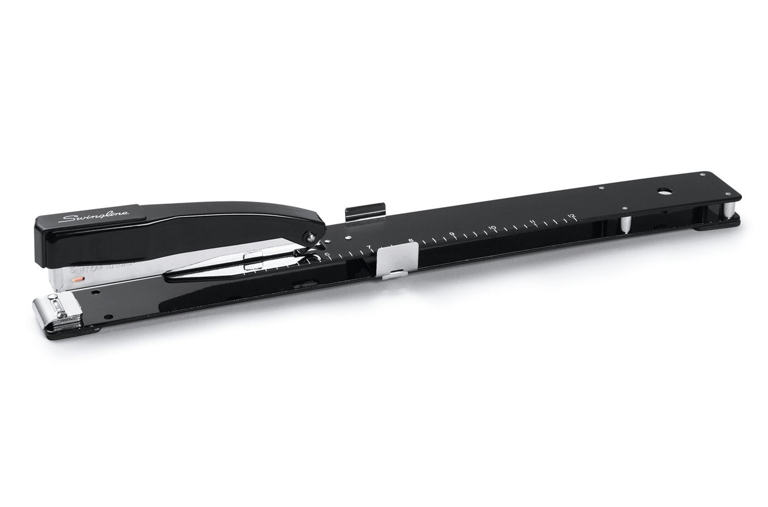 Swingline Long Reach Stapler with Built-in Ruler and Adjustable Locking Paper Guide, Black (7471134121)