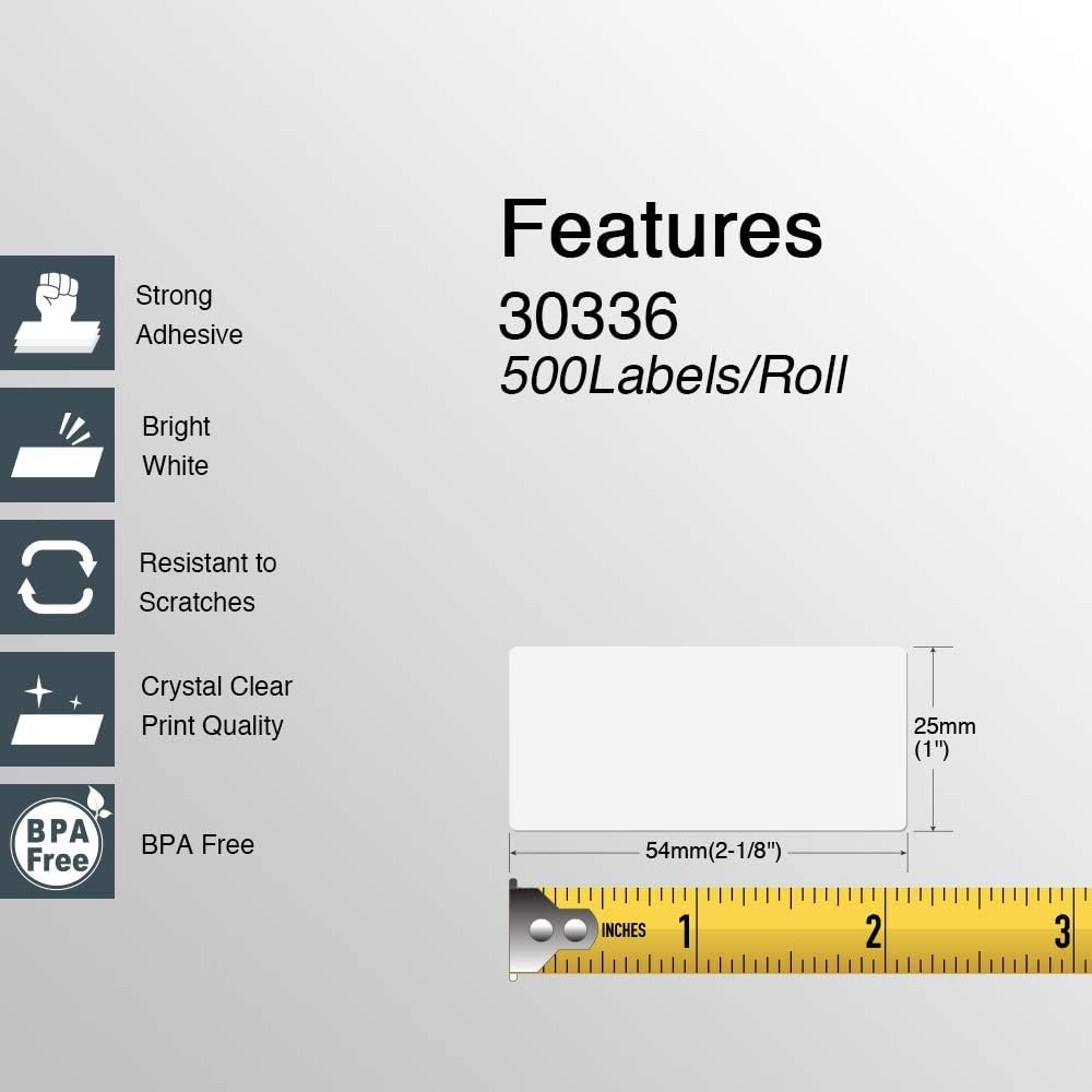 BETCKEY - Compatible DYMO 30336 (1" x 2-1/8") Rerurn Address Labels - Compatible with DYMO Labelwriter 450, 4XL, NOT Fit 550 & 5XL [6 Rolls/3000 Labels]