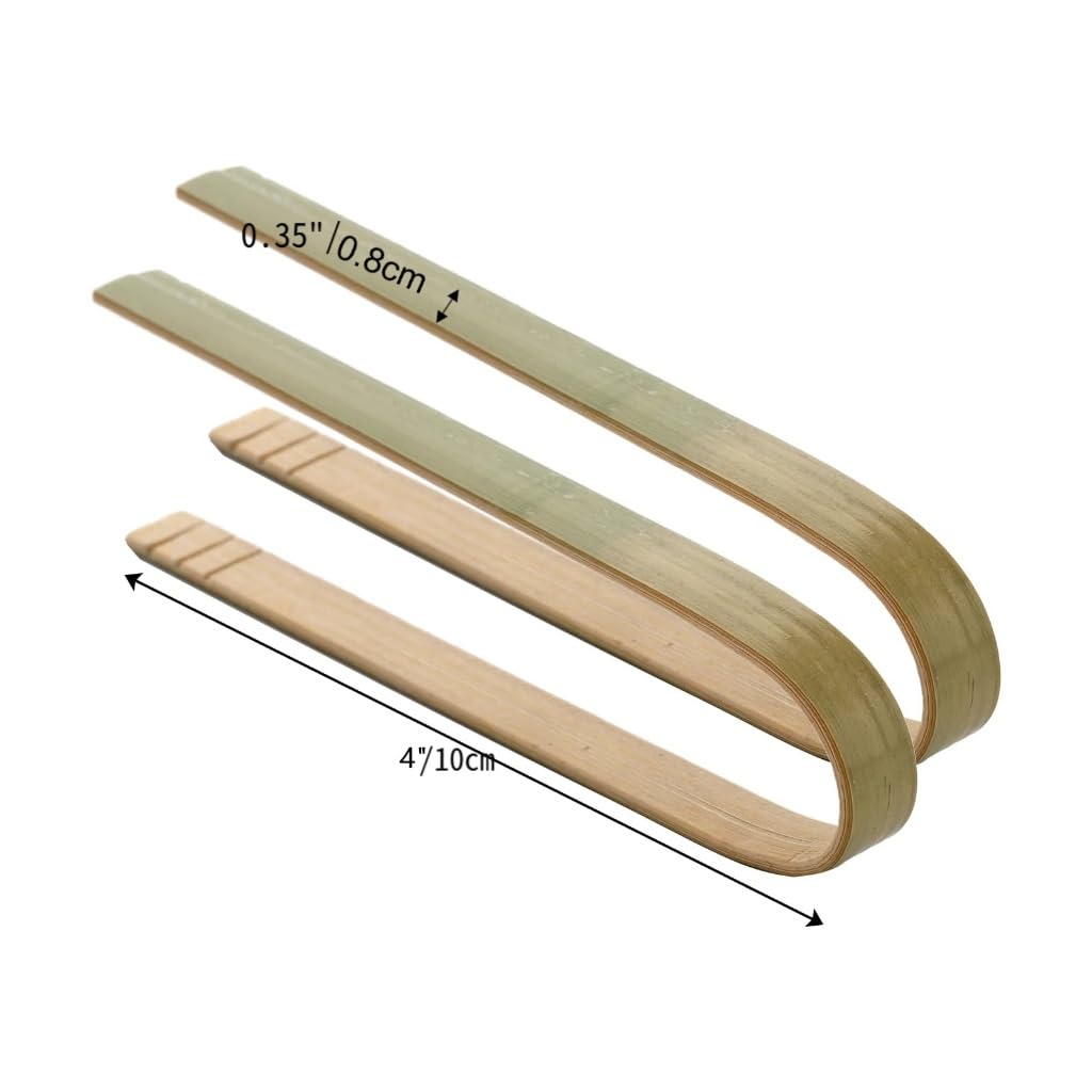 Frcctre 120 Pack Mini Bamboo Tongs, 4 Inch Disposable Tongs, Mini Disposable Bamboo Utensils Toast Tongs for Kitchen, Cooking, Roast, Charcuterie, Buffet, Natural Green Color