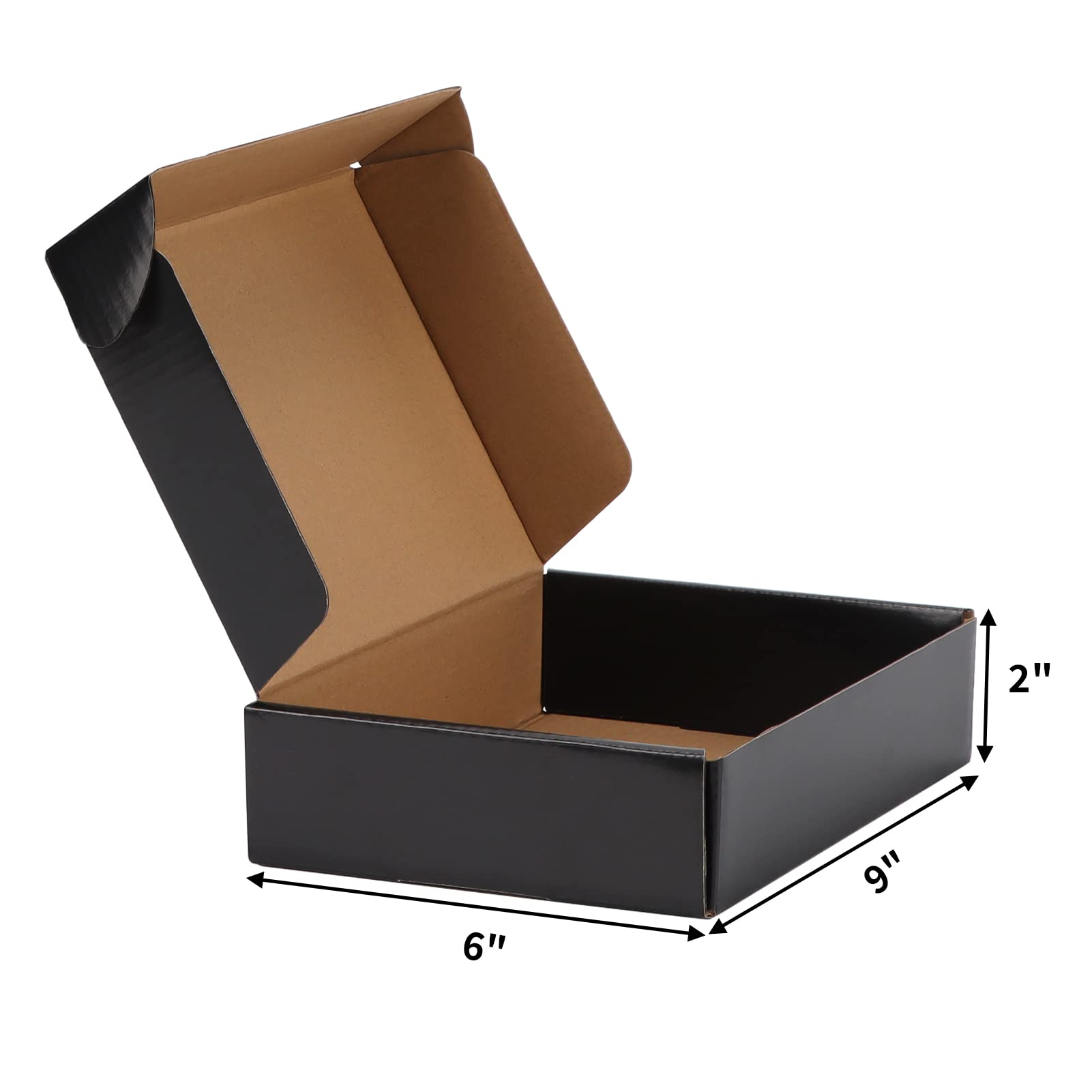 EXYGLO 25 Pack 9x6x2 Shipping Boxes, Black Corrugated Cardboard Boxes for Packaging Small Business, Moving, Shipping, Mailing, and Storing
