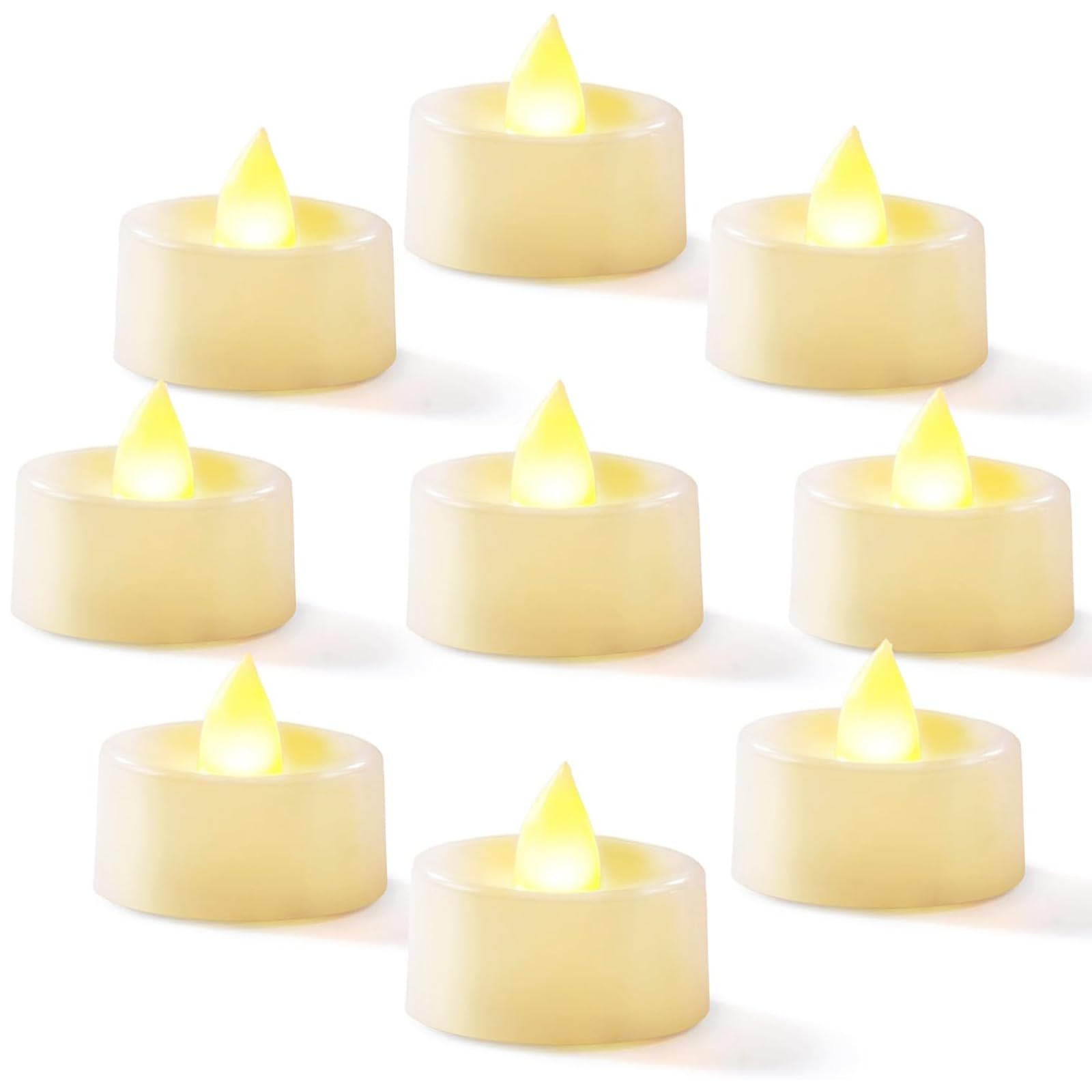 Homemory Battery LED Tea Lights, Pack of 24, Flameless Tealight Candles with Warm White Flickering Light, Dia 1.4’’ Electric Fake Candle for Votive, Wedding, Party, Table, Diningroom, Gift