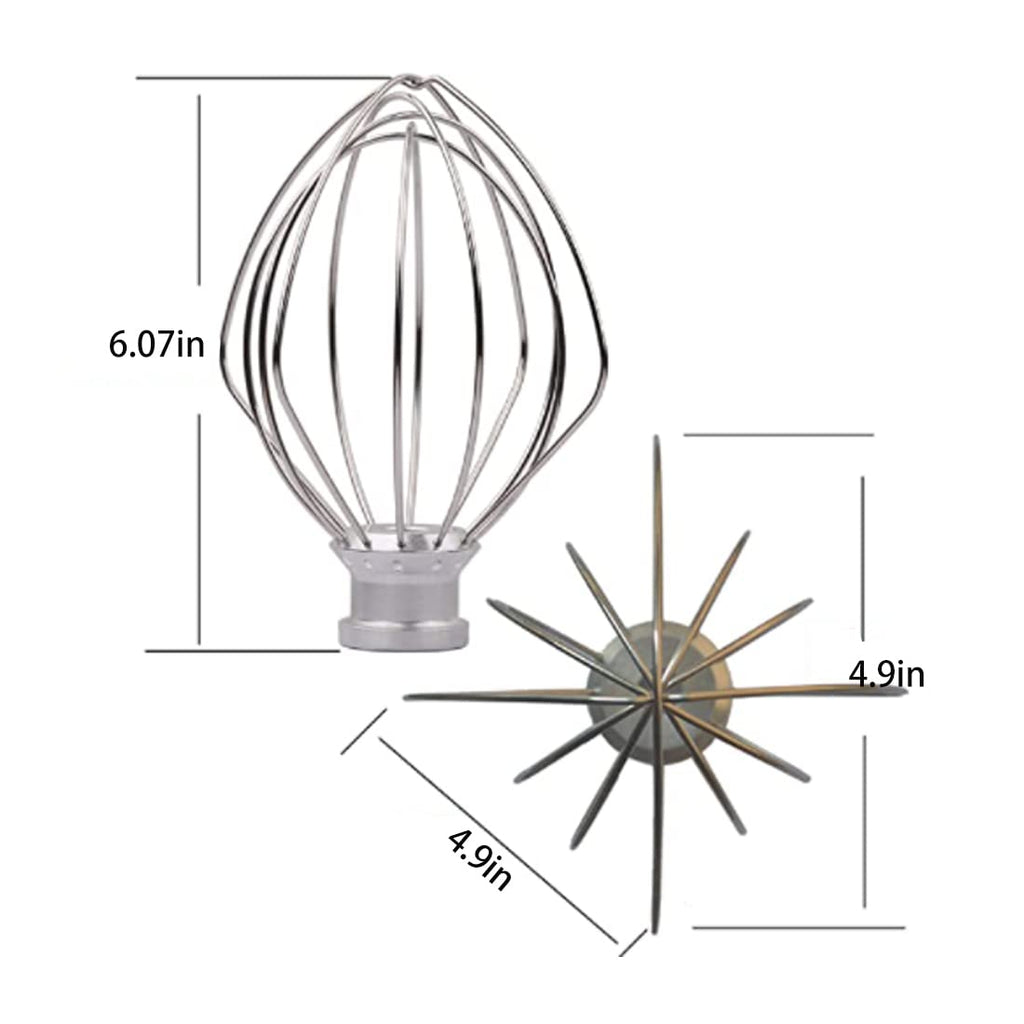 6 Wire Whip 4.5 QT Tilt-Head Stand Mixer for Kitchen Aid K45WW WP9704329 KSM150 KSM160 K45 KSM90 KSM100,Stainless Steel Egg Cream Stirrer,Flour Cake Balloon Whisk
